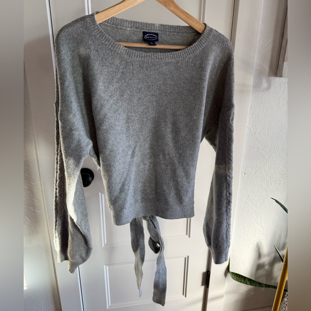 Open back sweater with tie back